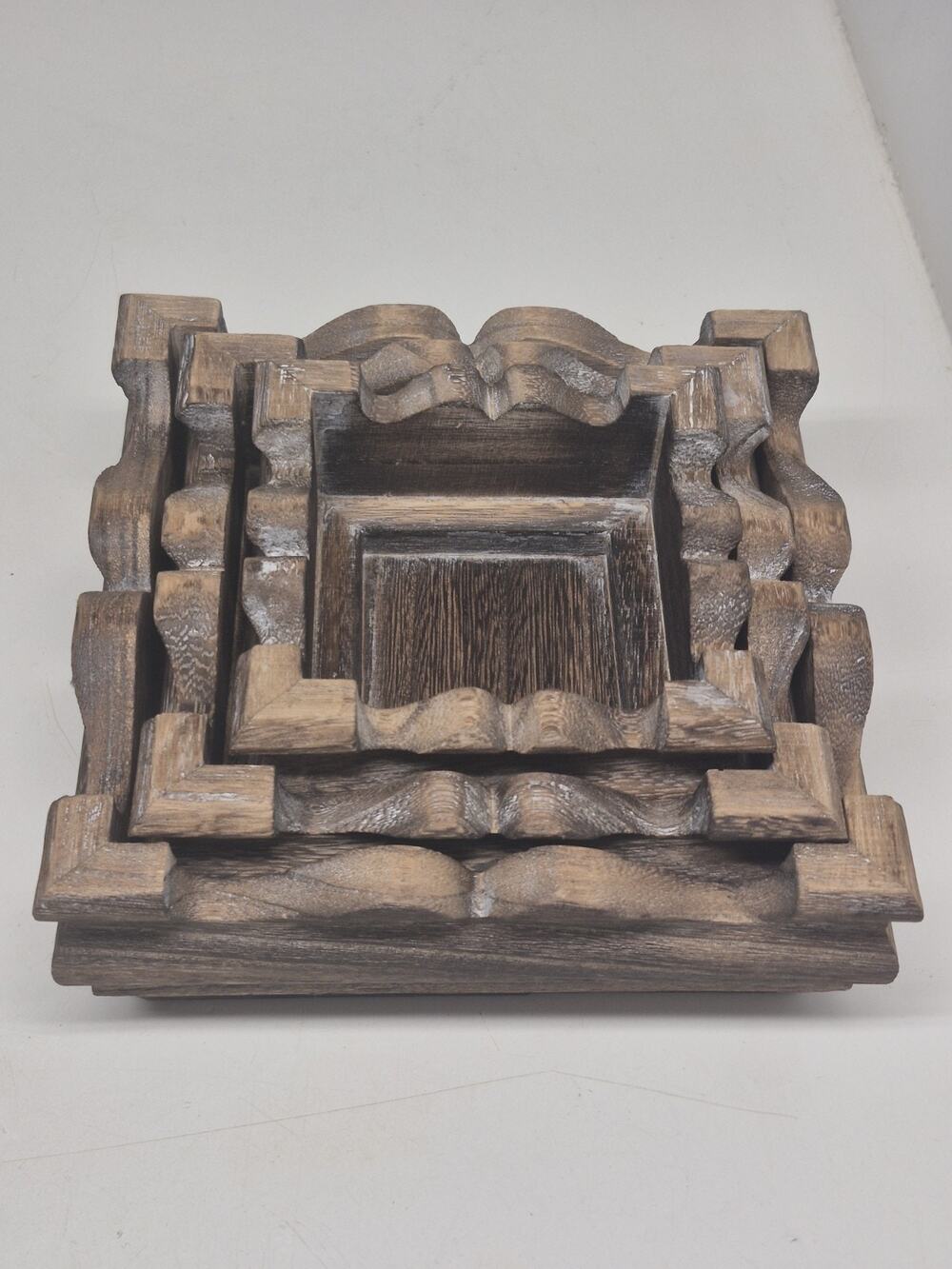 Vintage Rustic Wooden Stackable Trinket Organizers
